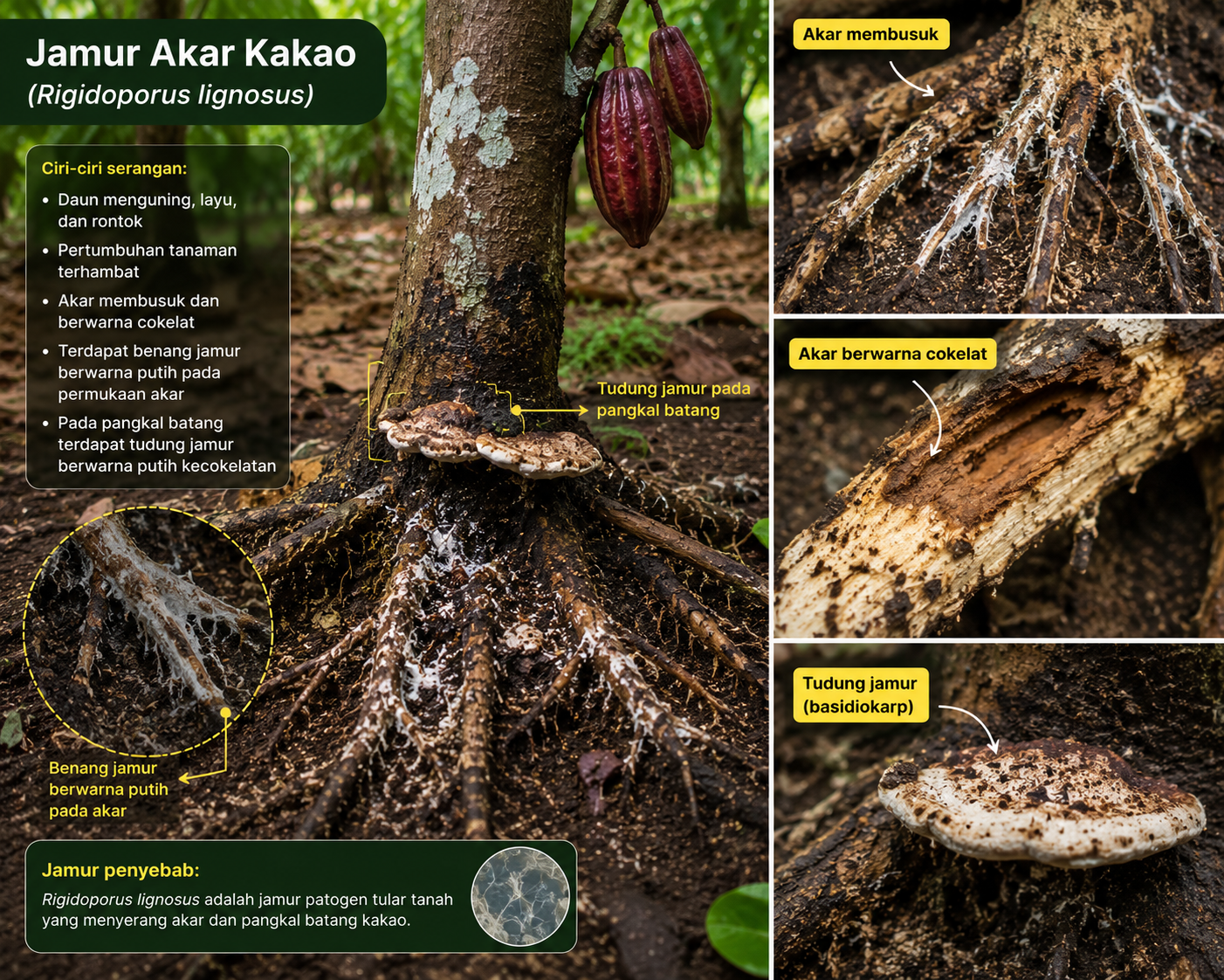 Jamur Akar (Rigidoporus microporus / Phellinus noxius)